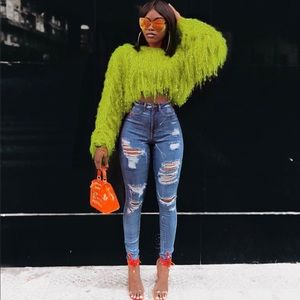 Green Feather Sweater ✨🔥